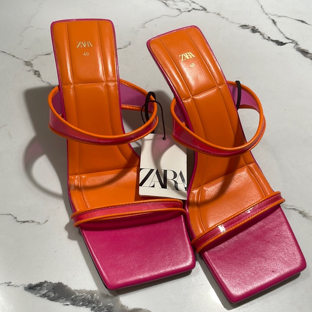 Zara Pink Orange Sandals
